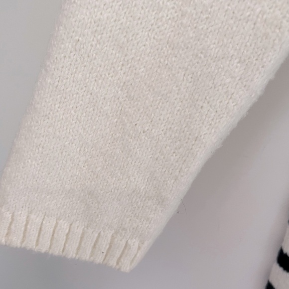 J. Jill Striped Longline Open Sweater Cardigan Knit Coastal Grandma Cream/Navy - Picture 5 of 15